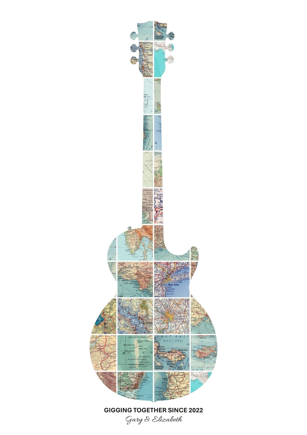 Personalised Music Concert Map Print (Guitar)