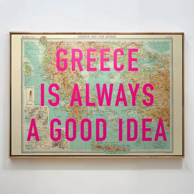 Greece Retro Pop Art Map Print - Magic Posters