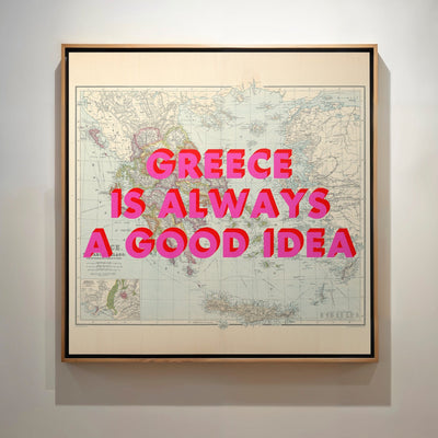 Greece Retro Pop Art Map Print (square) - Magic Posters