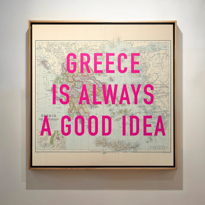 Greece Retro Pop Art Map Print (square) - Magic Posters