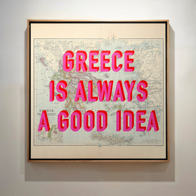 Greece Retro Pop Art Map Print (square) - Magic Posters