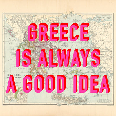 Greece Retro Pop Art Map Print (square)