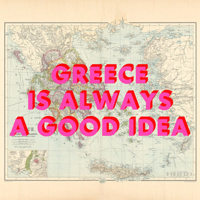 Greece Retro Pop Art Map Print (square)