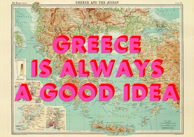 Greece Retro Pop Art Map Print