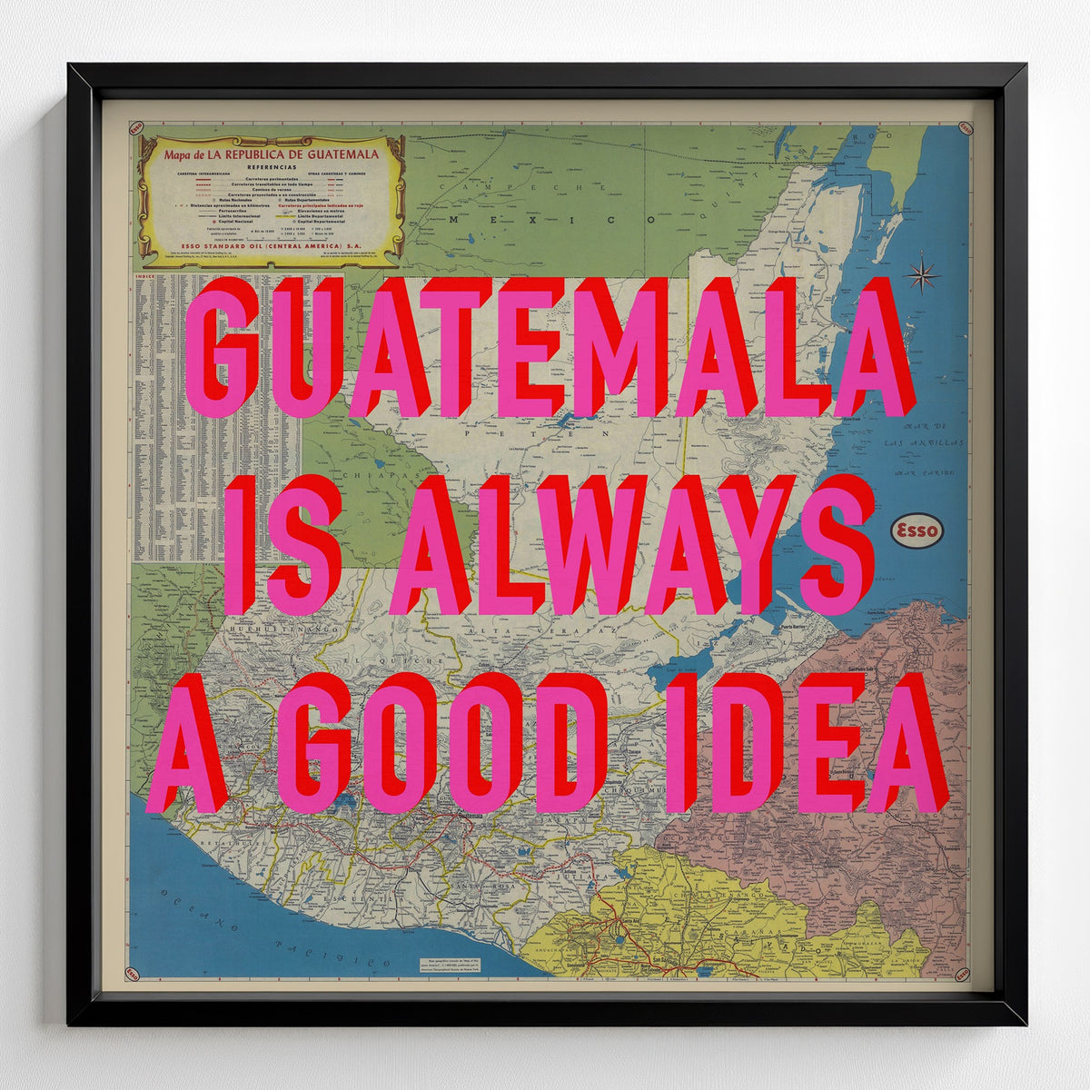 Guatemala Retro Pop Art Map Print (square) - Magic Posters