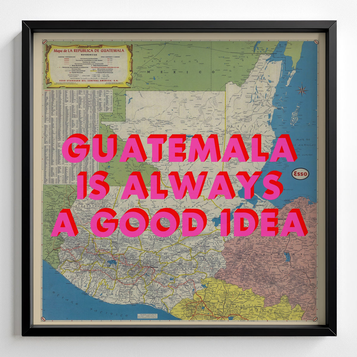 Guatemala Retro Pop Art Map Print (square) - Magic Posters