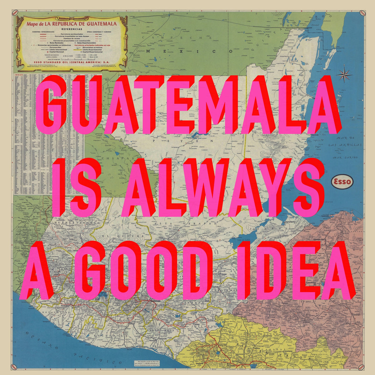 Guatemala Retro Pop Art Map Print (square)