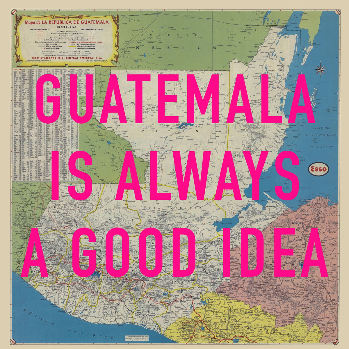 Guatemala Retro Pop Art Map Print (square)
