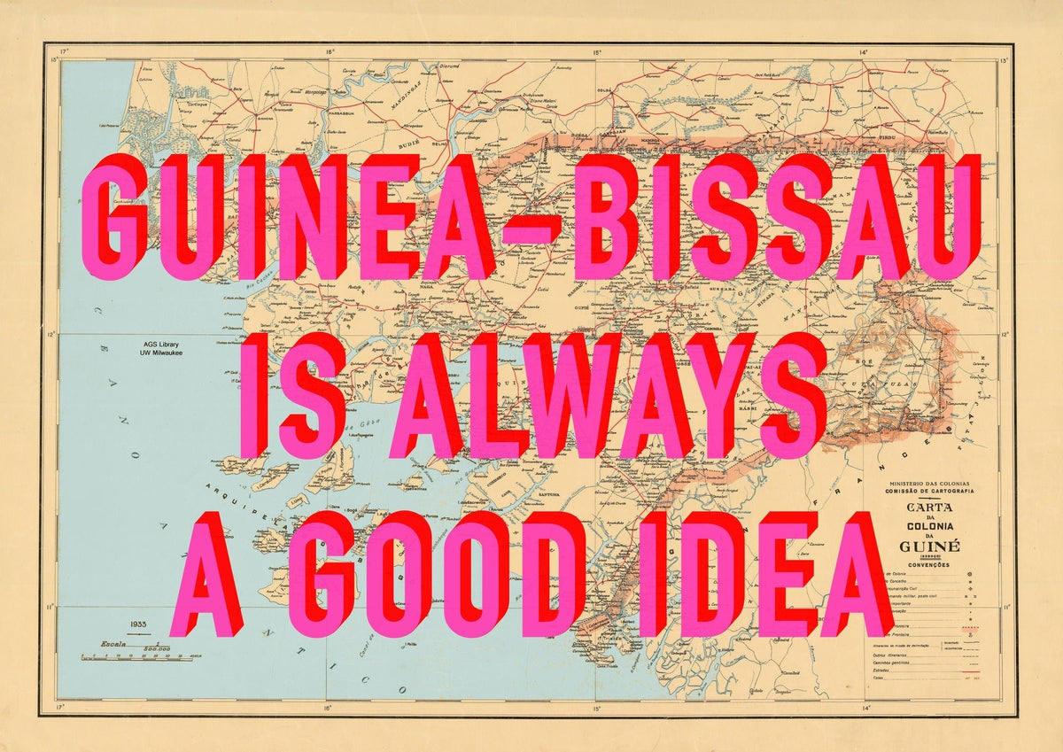 Guinea-Bissau Retro Pop Art Map Print (landscape)