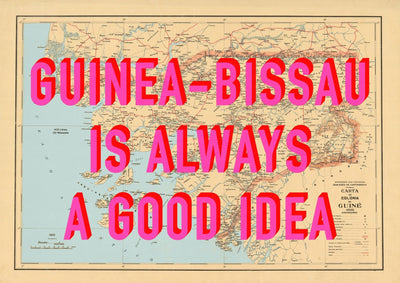 Guinea-Bissau Retro Pop Art Map Print (landscape)