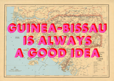 Guinea-Bissau Retro Pop Art Map Print (landscape)