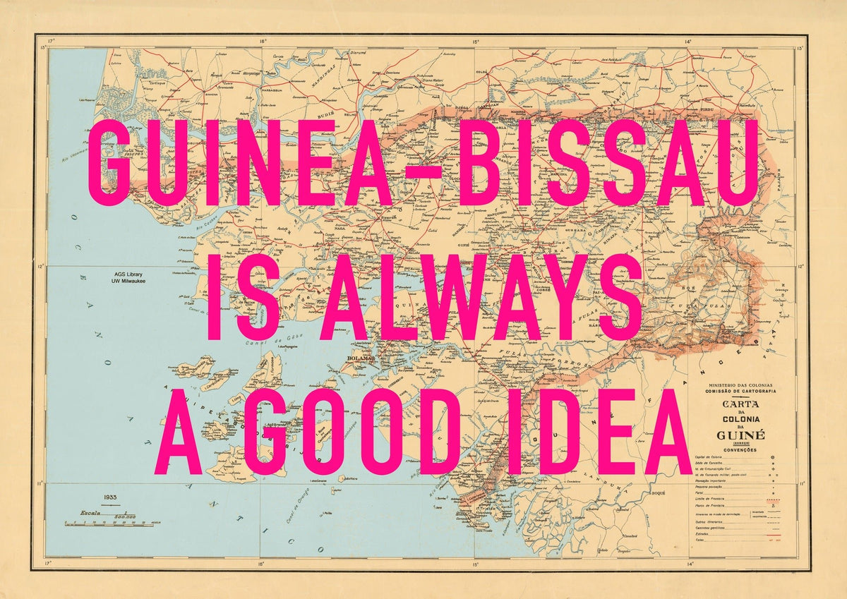 Guinea-Bissau Retro Pop Art Map Print (landscape)