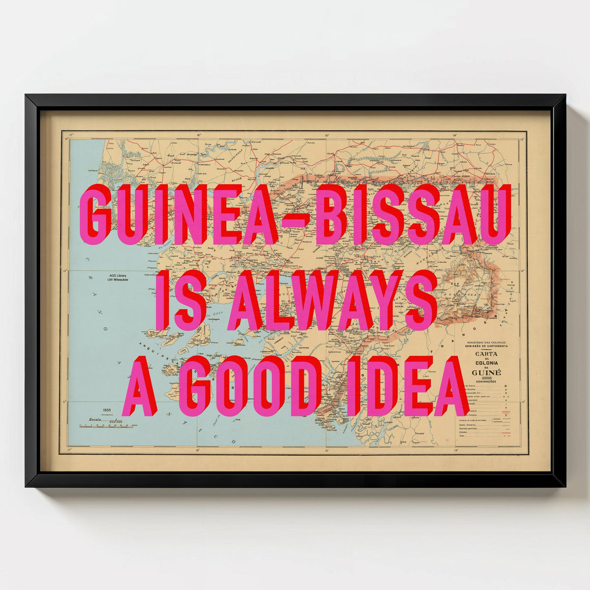 Guinea-Bissau Retro Pop Art Map Print (landscape) - Magic Posters