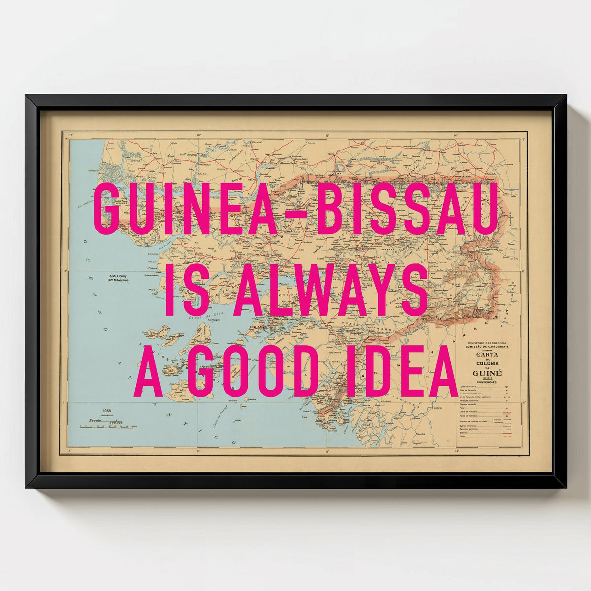 Guinea-Bissau Retro Pop Art Map Print (landscape) - Magic Posters