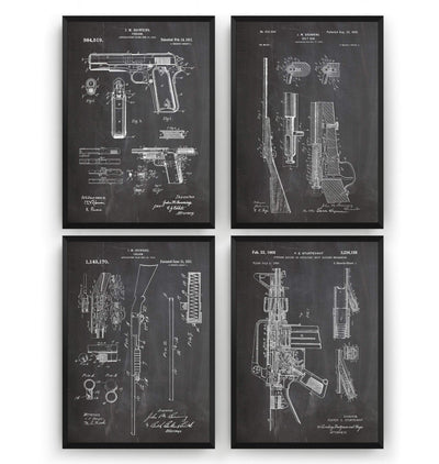 Gun Set Of 4 Patent Prints - Magic Posters