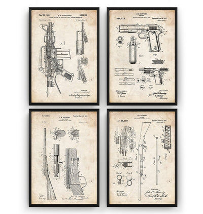 Gun Set Of 4 Patent Prints - Magic Posters
