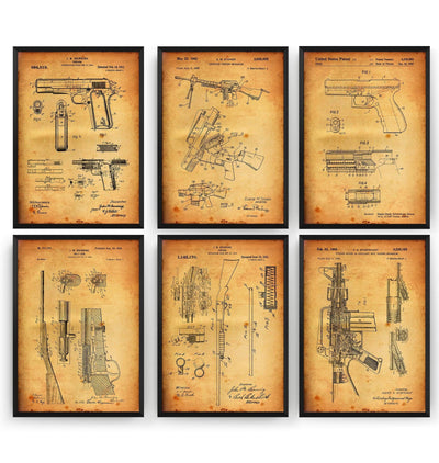 Gun Set Of 6 Patent Prints - Magic Posters