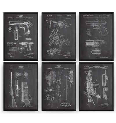 Gun Set Of 6 Patent Prints - Magic Posters
