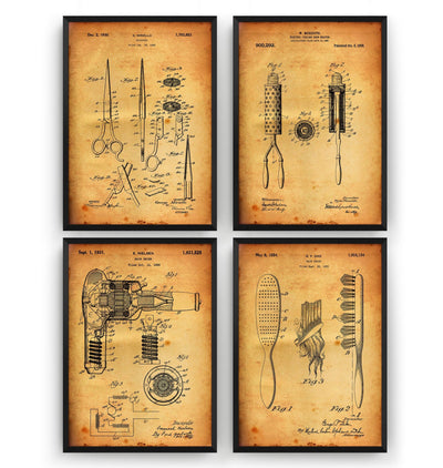 Hair Stylist Set Of 4 Patent Prints - Magic Posters