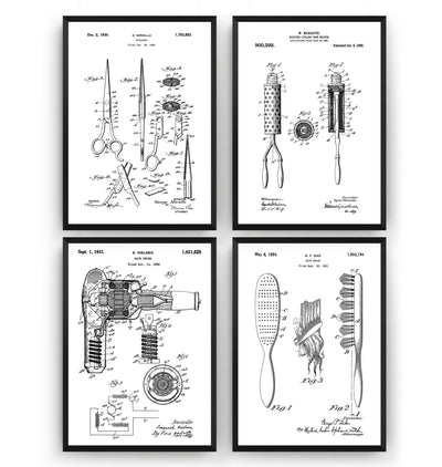 Hair Stylist Set Of 4 Patent Prints - Magic Posters