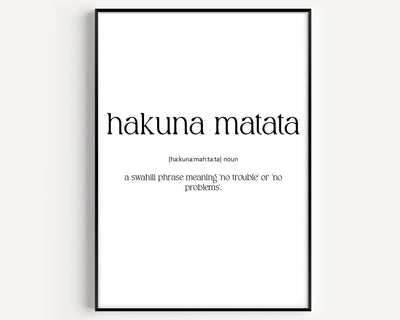 Hakuna Matata Definition Print - Magic Posters
