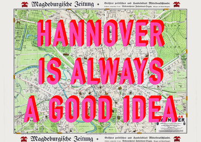Hannover Retro Pop Art Map Print (landscape) - Magic Posters
