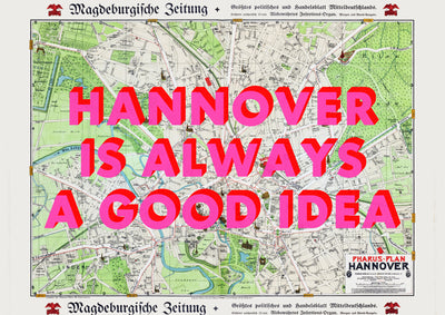 Hannover Retro Pop Art Map Print (landscape) - Magic Posters