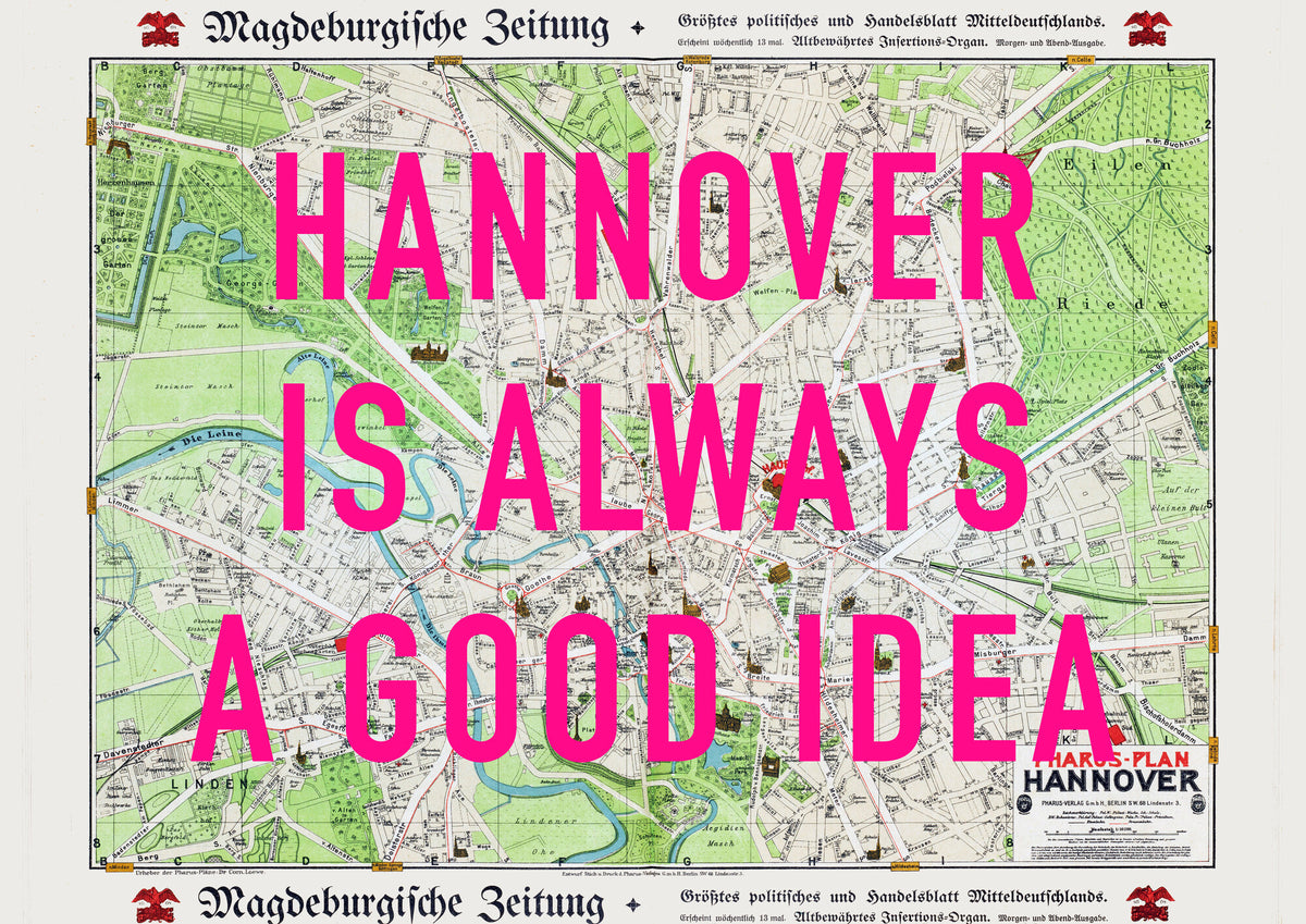 Hannover Retro Pop Art Map Print (landscape) - Magic Posters