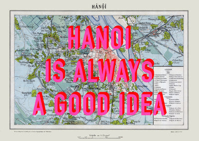 Hanoi Retro Pop Art Map Print (landscape) - Magic Posters
