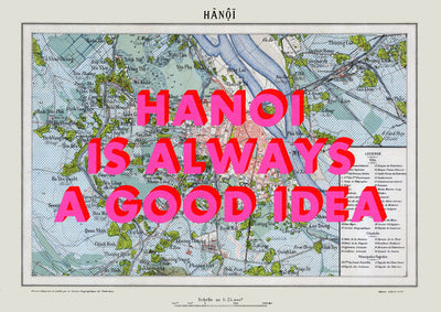 Hanoi Retro Pop Art Map Print (landscape) - Magic Posters