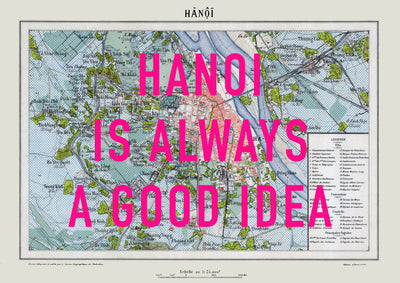Hanoi Retro Pop Art Map Print (landscape) - Magic Posters