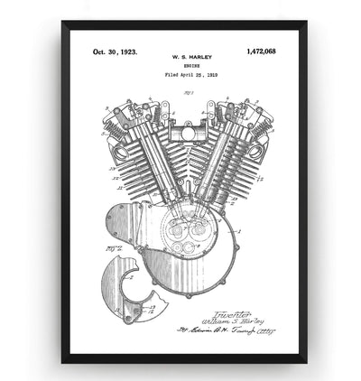 Harley Davidson Engine Patent Print - Magic Posters