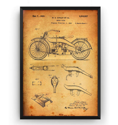 Harley Davidson Motorcycle Patent Print - Magic Posters