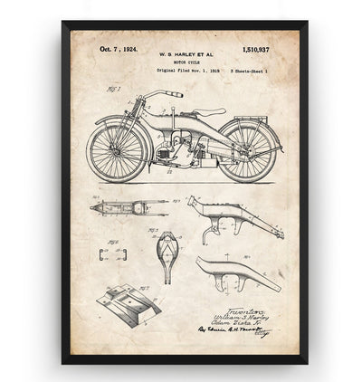 Harley Davidson Motorcycle Patent Print - Magic Posters