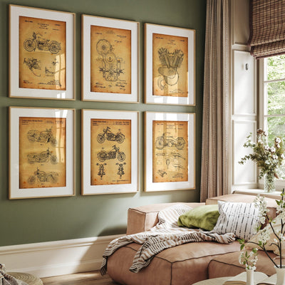 Harley Davidson Set Of 6 Patent Prints - Magic Posters