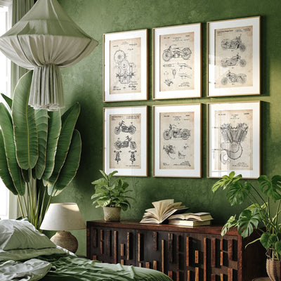 Harley Davidson Set Of 6 Patent Prints - Magic Posters