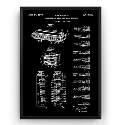 Harmonica 1949 Patent Print - Magic Posters