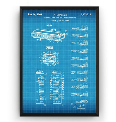 Harmonica 1949 Patent Print - Magic Posters