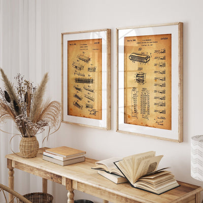 Harmonica Set of 2 Patent Prints - Magic Posters