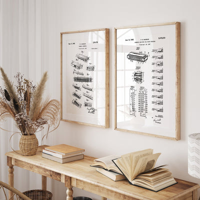 Harmonica Set of 2 Patent Prints - Magic Posters