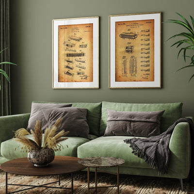 Harmonica Set of 2 Patent Prints - Magic Posters