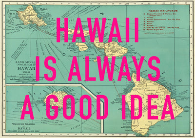 Hawaii Retro Pop Art Map Print (landscape)