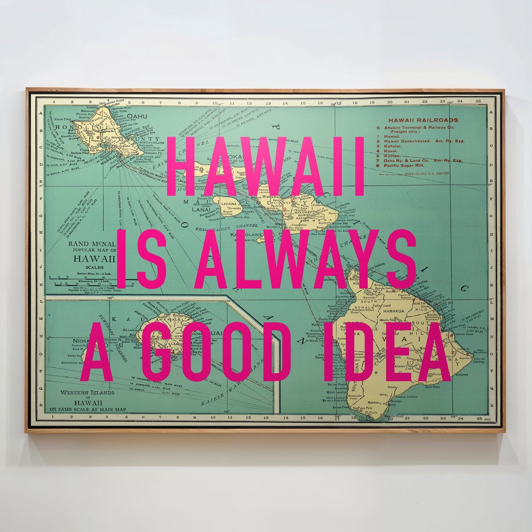 Hawaii Retro Pop Art Map Print (landscape) - Magic Posters