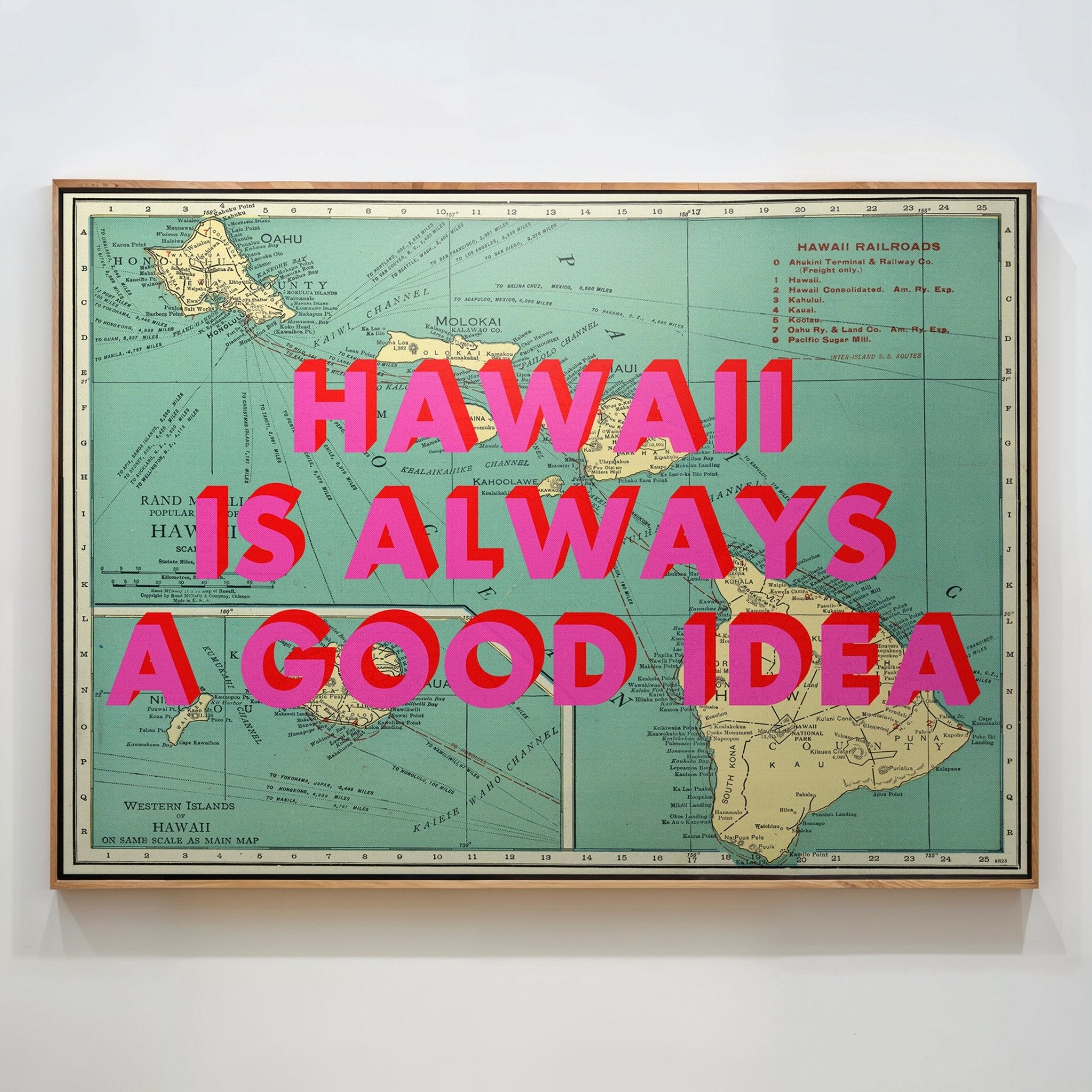 Hawaii Retro Pop Art Map Print (landscape) - Magic Posters