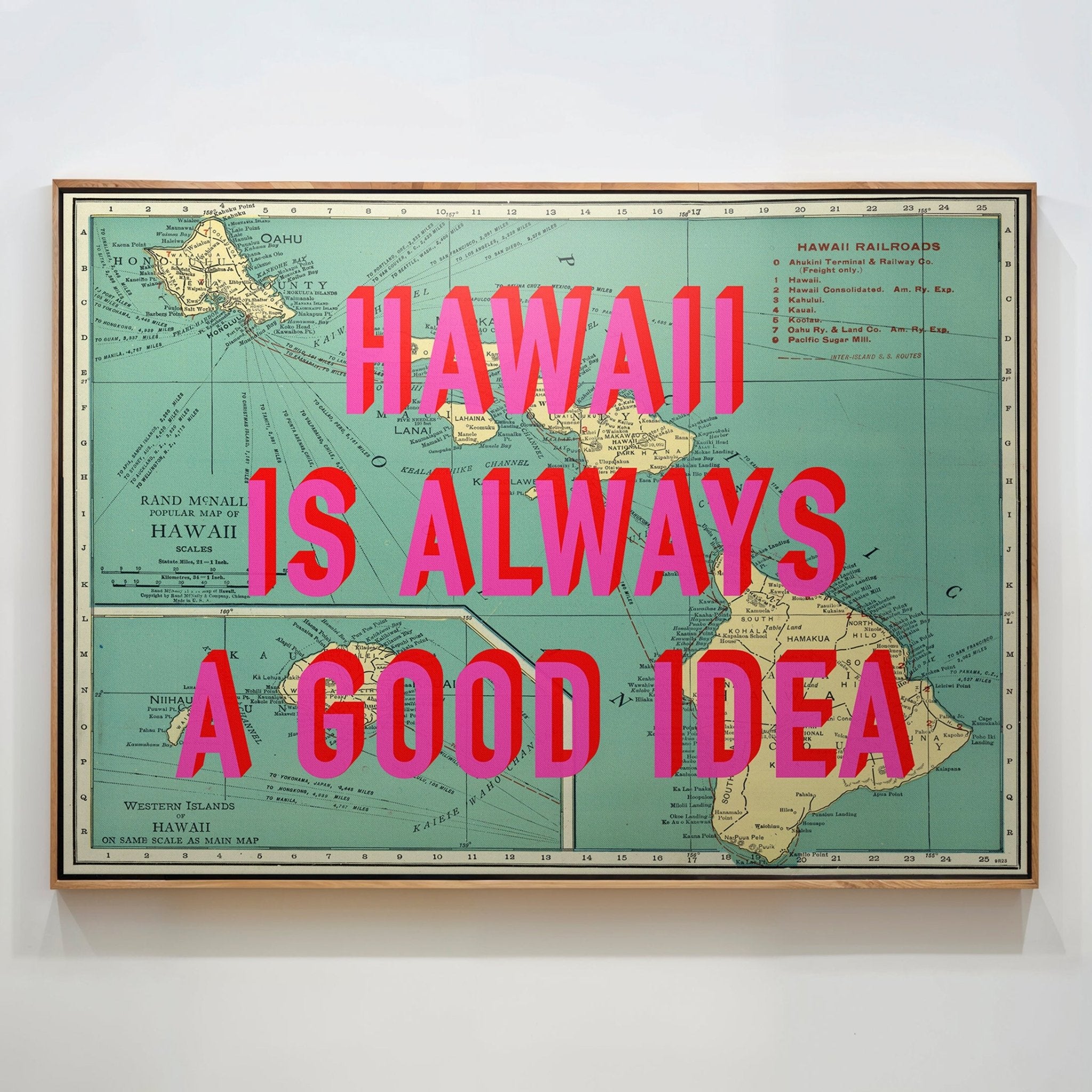 Hawaii Retro Pop Art Map Print (landscape) - Magic Posters