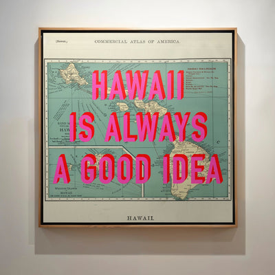 Hawaii Retro Pop Art Map Print (Square) - Magic Posters