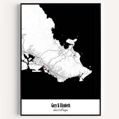 Personalised Mono City Map Print - Magic Posters