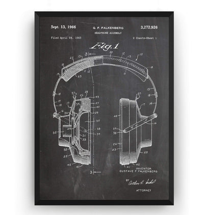 Headphones 1966 Patent Print - Magic Posters