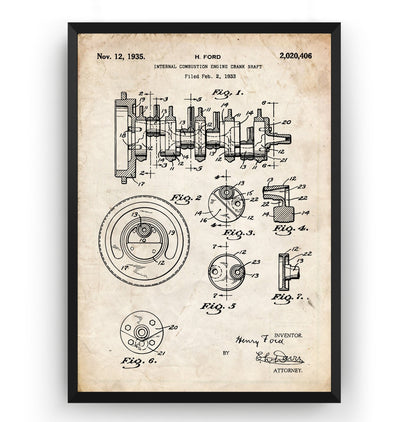 Henry Ford Crankshaft 1935 Patent Print - Magic Posters