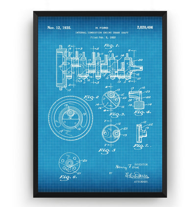 Henry Ford Crankshaft 1935 Patent Print - Magic Posters